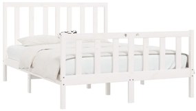 Estrutura de cama 140x190 cm madeira maciça branco