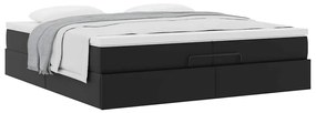 Estrutura de cama otomana com colchões pele artificial preta
