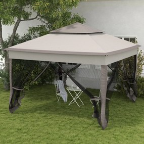Tenda Dobrável Exterior 325x325x270 cm Tenda de Jardim com Teto Duplo