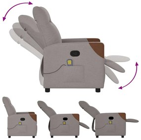 Poltrona de massagens reclinável tecido cinzento-acastanhado