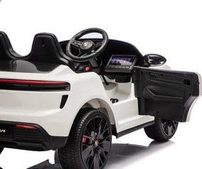 Carro elétrico para Crianças 2 a 6 anos 12V 4x4 Porsche Macan, Rodas de espuma EVA, Controle remoto Branco