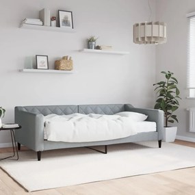 vidaXL Sofá-cama com colchão 90x190 cm tecido cinzento-claro
