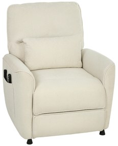 Poltrona Relax com Aquecimento Lombar e Massagem por Vibração Poltrona Reclinável com Função de Memória 88x93x102 cm Creme