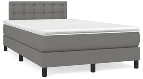 vidaXL Cama boxspring com colchão 120x190 cm tecido cinzento-escuro