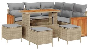 Conjunto de Sofá de Jardim vidaXL 9 Peças com Almofadas Bege Vime Poli