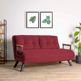 Sofá-Cama de 2 Lugares Sando – Cor de Vinho – Medidas: 50x133x41 cm