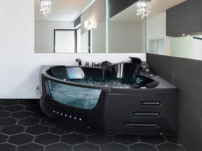 Banheira de hidromassagem de canto em acrílico preto com LED 198 x 144 cm MARTINICA Beliani