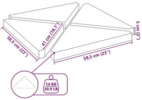 Placas peso guarda-sol triangulares 4 pcs granito 14kg cinzento