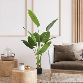 Planta artificial de interior com 160 cm, árvore artificial com vaso de plástico e substrato com efeito flocado, verde