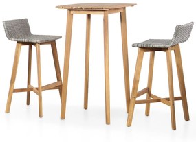 vidaXL 3 pcs conjunto de bar em madeira de acácia maciça