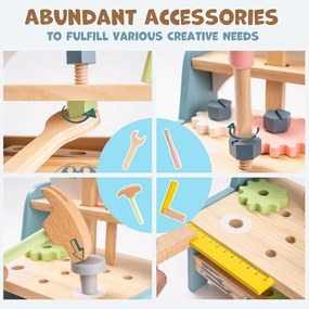 Conjunto de bancada de ferramentas de madeira para crianças 20,7 x 27,5 x 12,7 cm Mini Azul