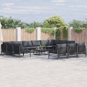 vidaXL Conjunto de Sofá de Jardim 13 pcs Cinzento-escuro Aço