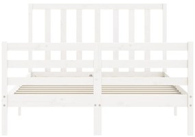 Estrutura de cama com cabeceira 140x200cm madeira maciça branco