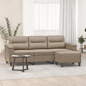 vidaXL Sofá 3 lugares c/ apoio pés 180 cm microfibra cinza-acastanhado