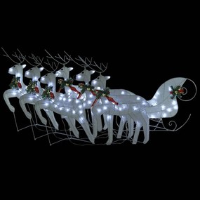Decoração de Natal renas/trenó p/ exterior 140 luzes LED branco