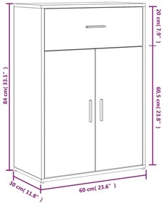 Aparador 60 x 30 x 84 cm derivados de madeira cinzento sonoma