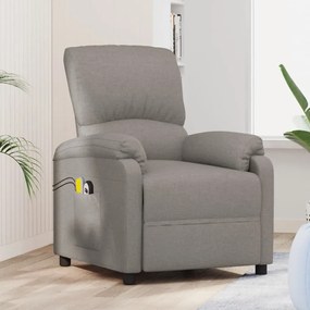 vidaXL Poltrona de massagens elétrica reclinável tecido cinza-acast.