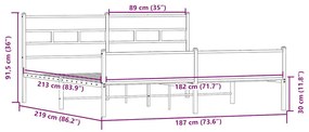 Estrutura de cama sem colchão 183x213cm metal carvalho sonoma