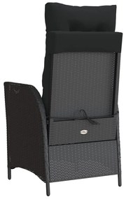 Cadeiras jardim reclináveis 2 pcs c/ apoio de pés vime PE preto
