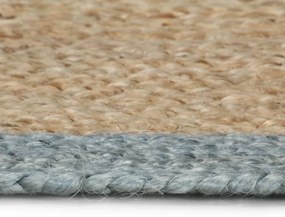 Tapete artesanal em juta com rebordo verde azeitona 90 cm