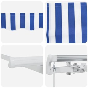 Toldo Retrátil Manual Azul e Branco 400 x 200 cm