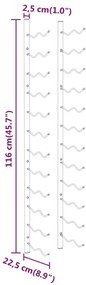 Garrafeira de parede para 24 garrafas 2 pcs ferro branco
