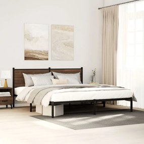 Estrutura cama sem colchão 180x200 cm metal carvalho castanho