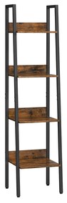 Estante em escada de 4 prateleiras, estilo industrial. | VASAGLE | 33,8 x 30 x 140 cm | preto | LLS108B01.