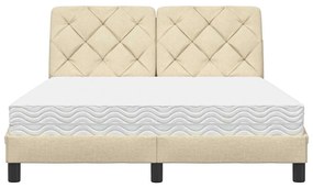 Cama com colchão 140x190 cm tecido cor creme