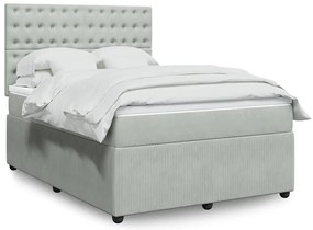 vidaXL Cama com molas/colchão 140x190 cm veludo cinzento-claro