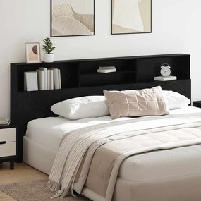 vidaXL Cabeceira com Armário Carvalho preto 220 x 19 x 101.5 cm