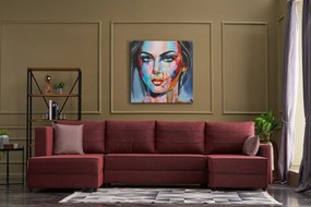 Sofá-Cama de Canto Ece – Vermelho Claret – 315x88x160 cm