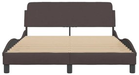 Estrutura de cama sem colchão 140x200 cm tecido castanho-escuro