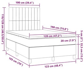 Cama boxspring com colchão 120x190 cm veludo azul-escuro