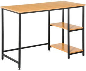 HOMCOM Mesa para Computador com 2 Prateleiras Pés Ajustáveis ​​106x50x76 cm Cor Madeira
