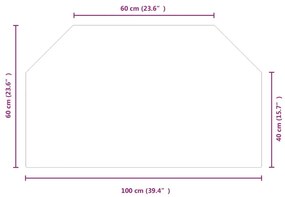Placa de vidro para lareira hexagonal 100x60 cm