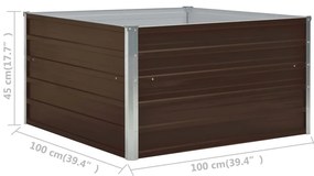 Canteiro jardim elevado 100x100x45 cm aço galvanizado castanho