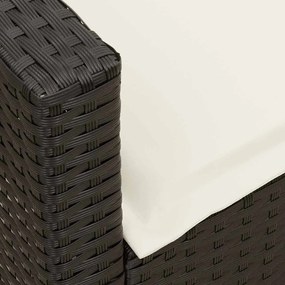 Sofá de jardim 5 lugares com almofadões vime PE preto