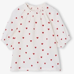 Blusa em gaze de algodão para menina cru