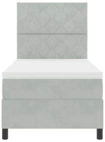 Cama Box com Colchão vidaXL Cinza Claro 90x200 cm Veludo
