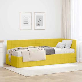 vidaXL Estrutura de Cama de Canto com Colchão 2 pcs Amarelo Veludo
