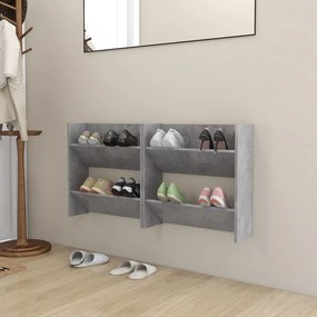 Sapateiras de parede 2 pcs 60x18x60 cm contrapl. cinza cimento