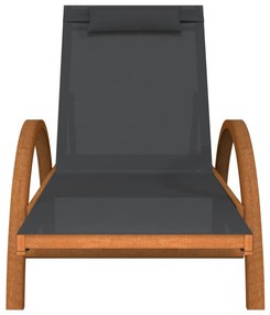 Espreguiçadeira c/ almofada textilene e álamo maciço cinzento