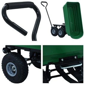 Carrinho de mão basculante para jardim 300 kg 75 L verde