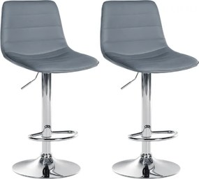 Conjunto de 2 bancos de bar Lex em couro sintético cinzento