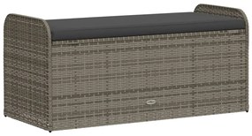 Banco de arrumação com almofadão 115x51x52 cm vime PE cinzento