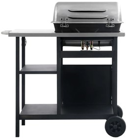 Grelhador/BBQ gás mesa de apoio 3 prateleiras preto e prateado