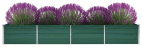 vidaXL Canteiro elevado de jardim aço galvanizado 320x80x45 cm verde
