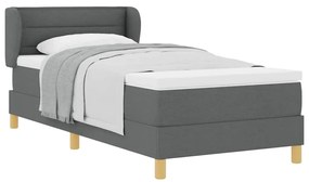 Cama Box Spring com Colchão - Cinza Escuro, 90x190 cm, Tecido