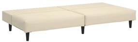 Sofá-cama de 2 lugares veludo cor creme